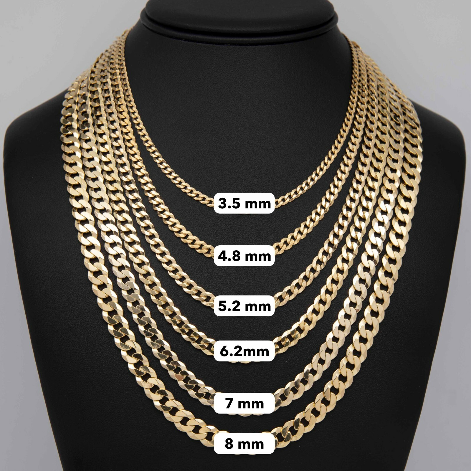 Curb Link Chain 14K Yellow Gold-Plated Sterling Silver 925 All Sizes