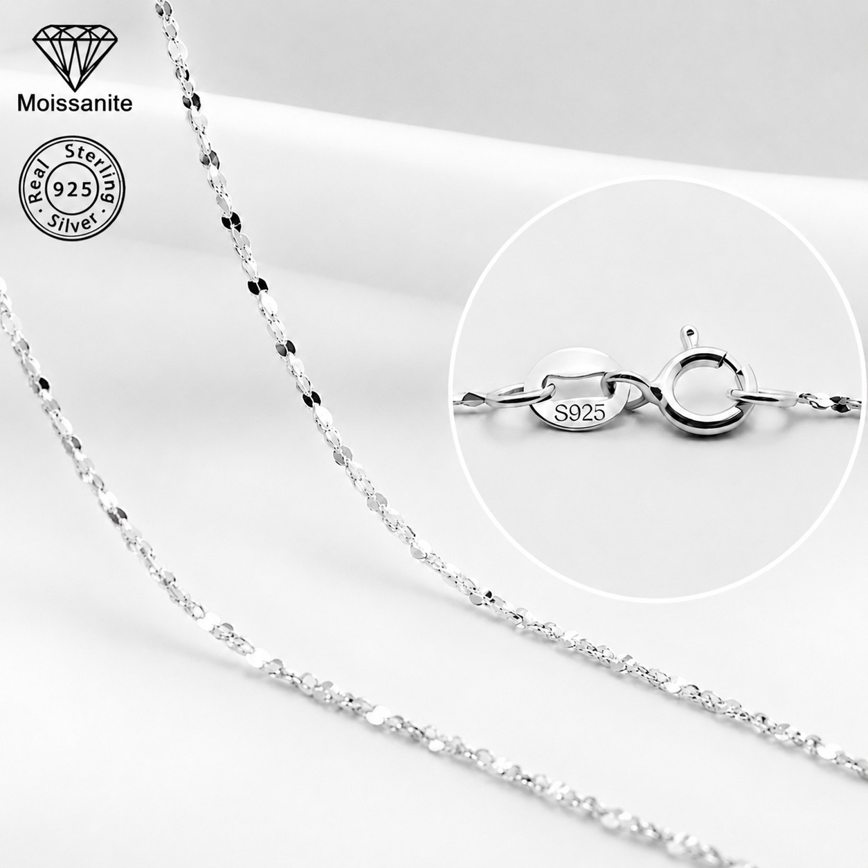 Sparkle Chain Necklace-18″ (45cm) | 925 Sterling Silver