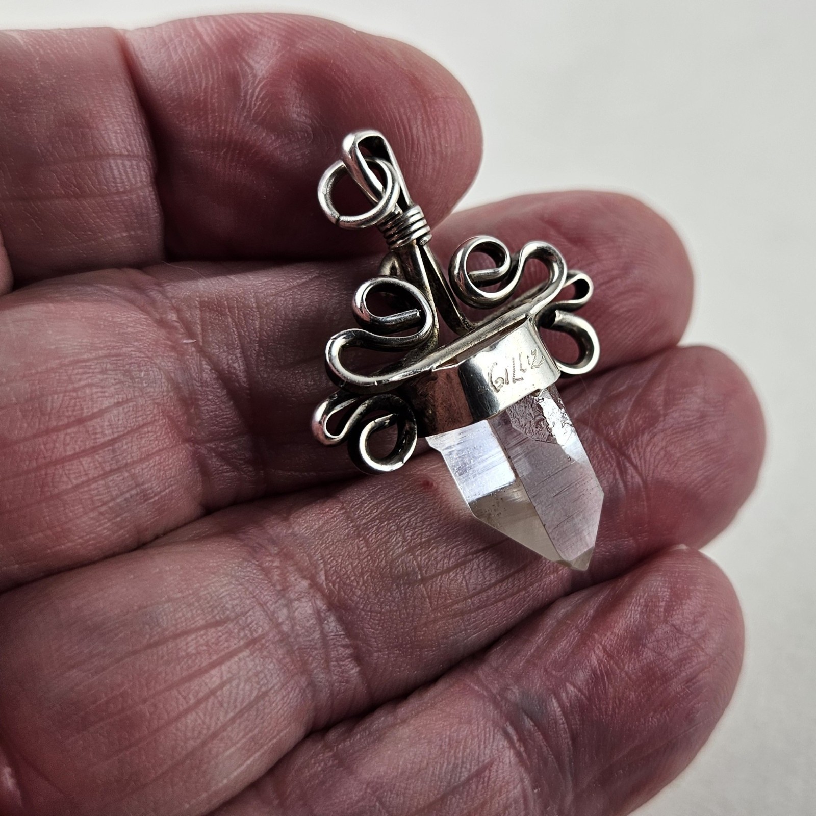 Sterling Silver Clear Crystal Pendant 6.7g [8923]