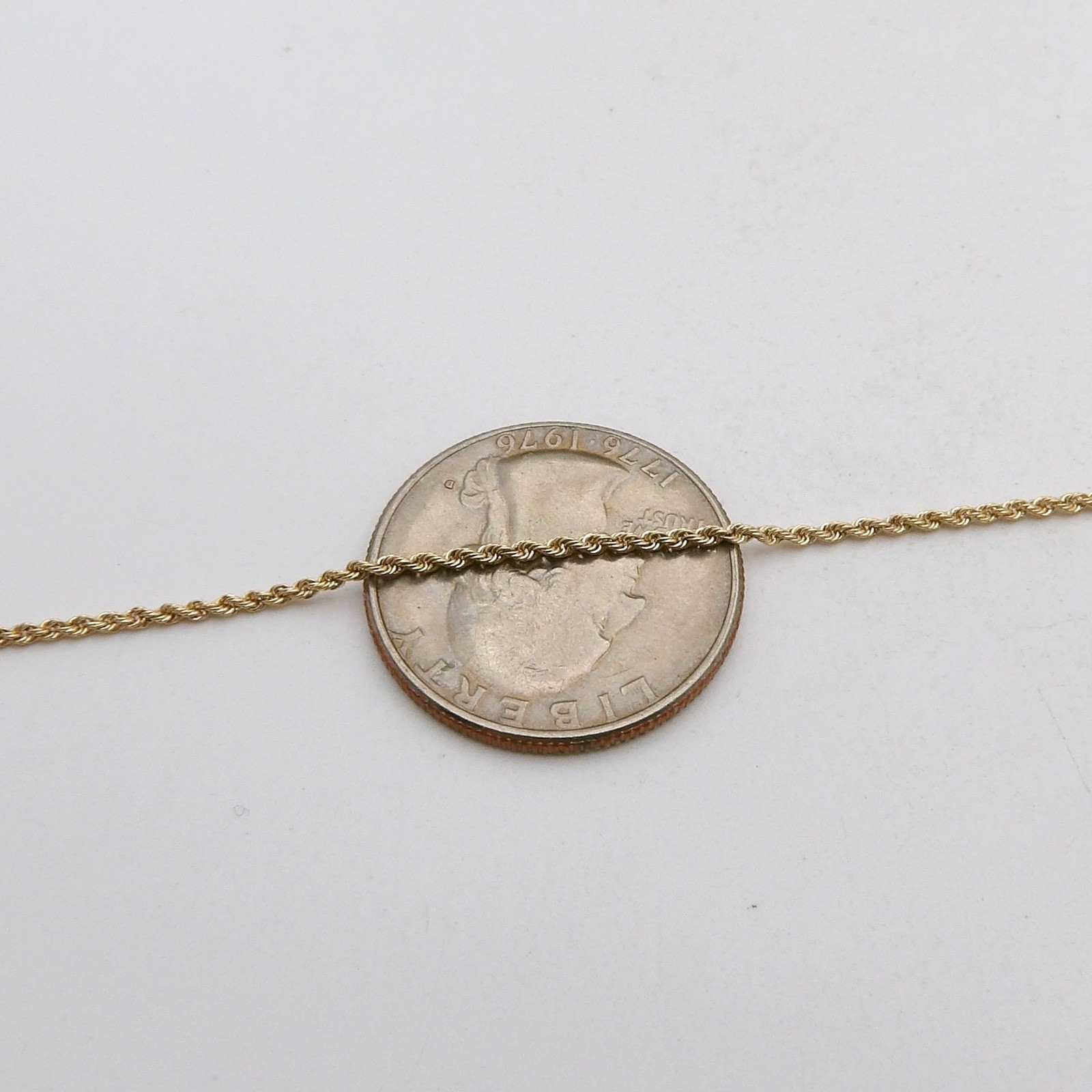 Solid 14k Gold Rope Link Pendant Chain Necklace Diamond Cut 18in 1.4mm