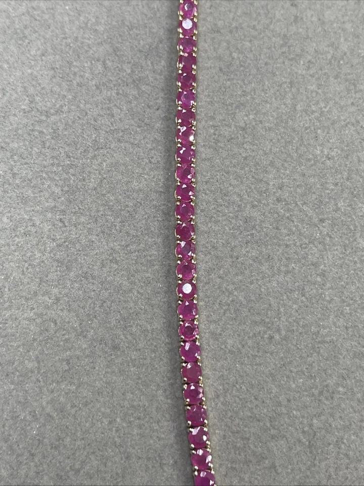 Stunning Women’s Necklace Round Natural Genuine Ruby 14k Solid Yellow Gold