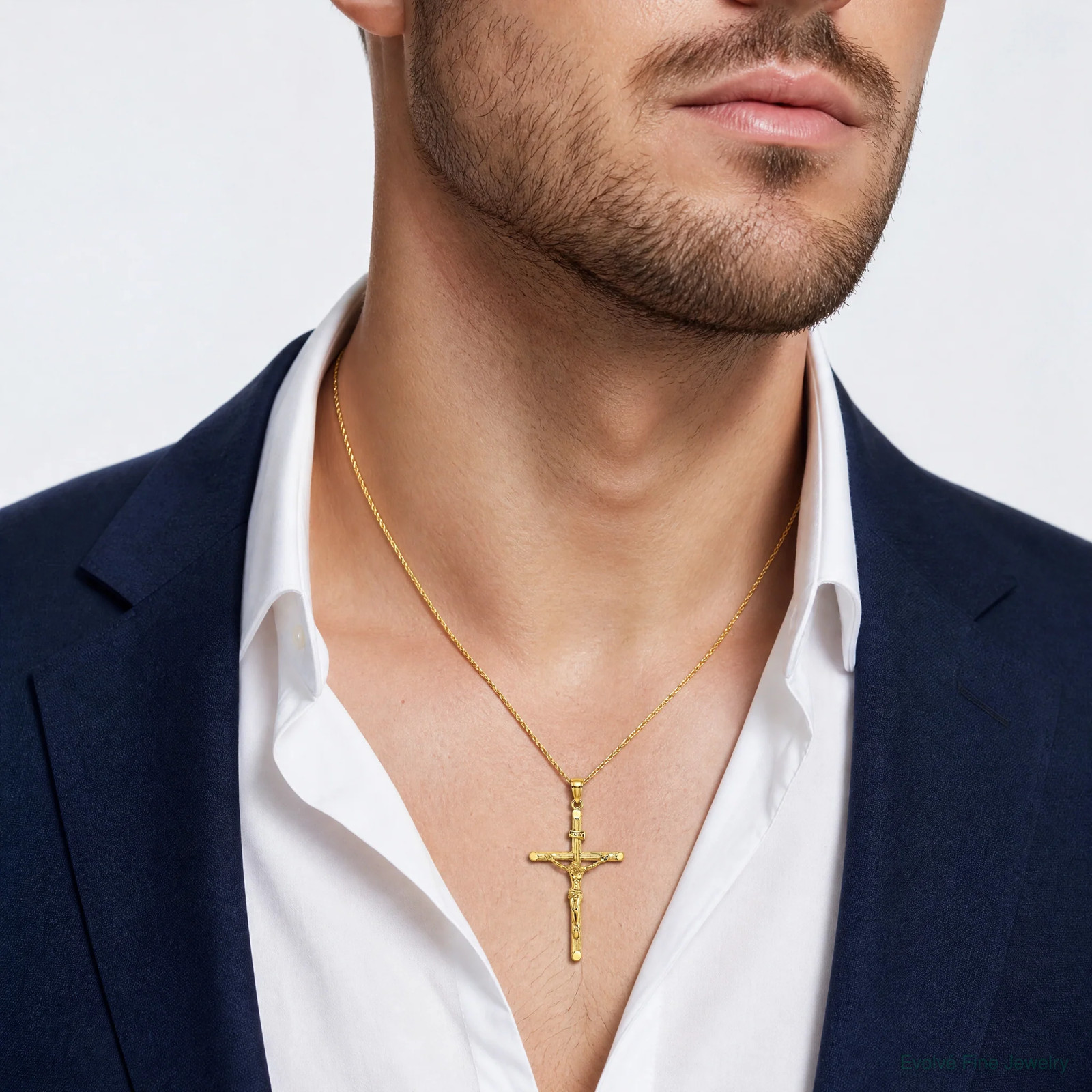 10K / 14K Yellow Gold Textured Crucifix Charm