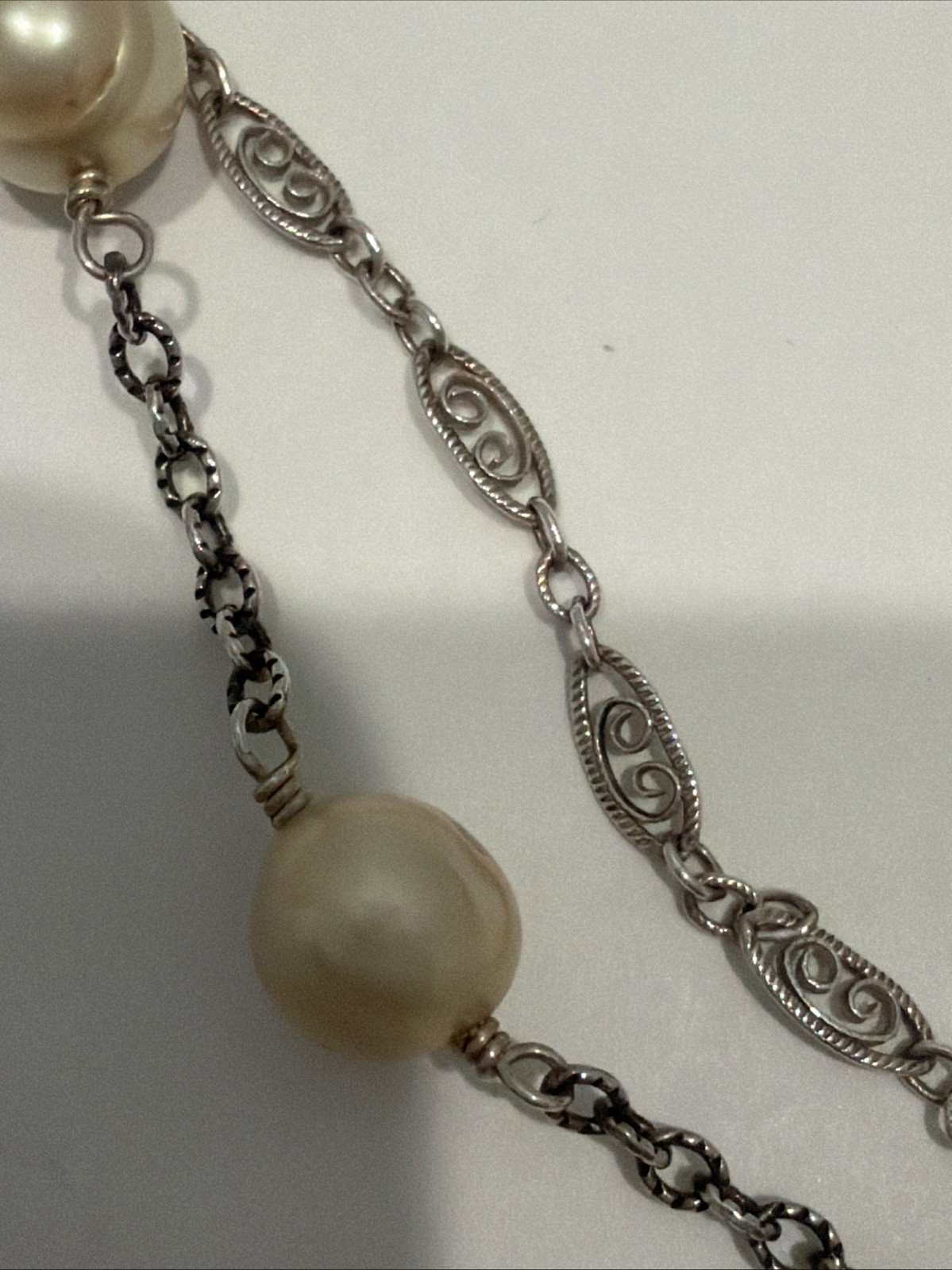 Freshwater Cultured Natural Pearl Silver Layered Multi Strand Necklace