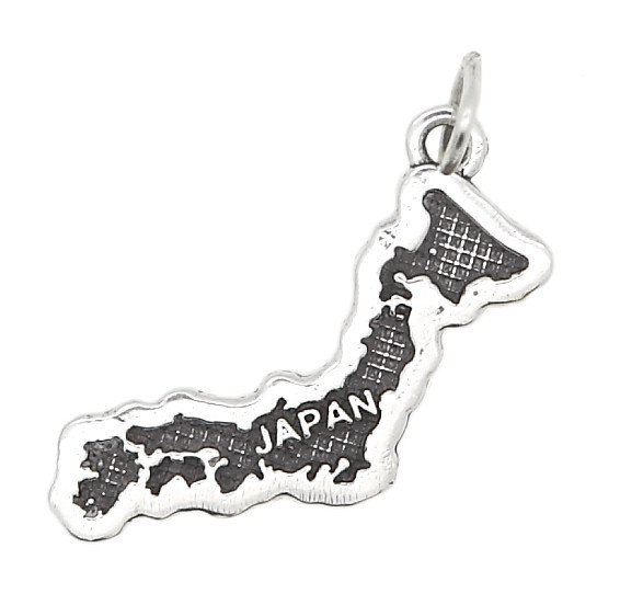 STERLING SILVER TEXTURED COUNTRY MAP OF JAPAN TRAVEL CHARM OR PENDANT
