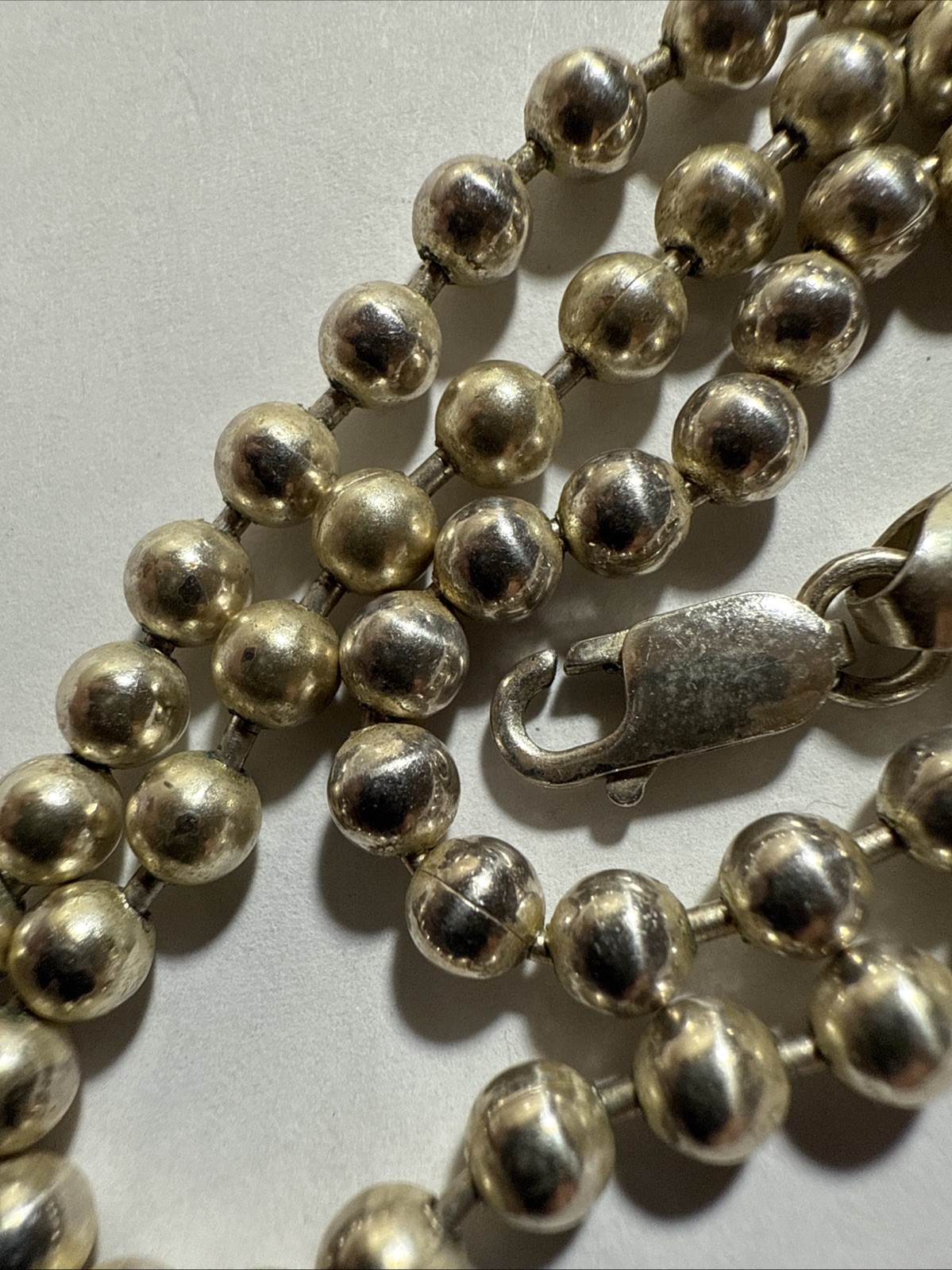 Choker 5mm Solid Sterling Silver Italian Ball Vintage 16.5” Signed FAS Italy 925