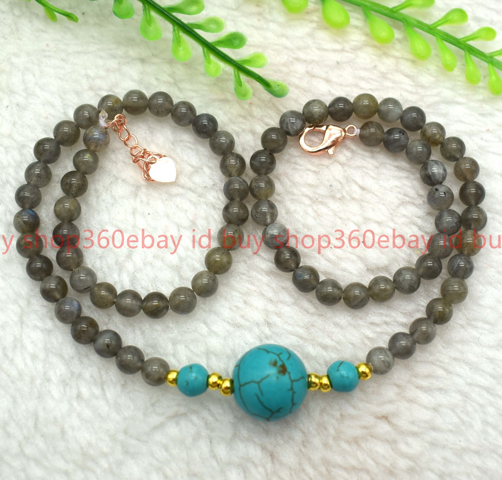 Natural 4mm Gray Labradorite Round Gemstone Bead Blue Turquoise Necklace 16-28in