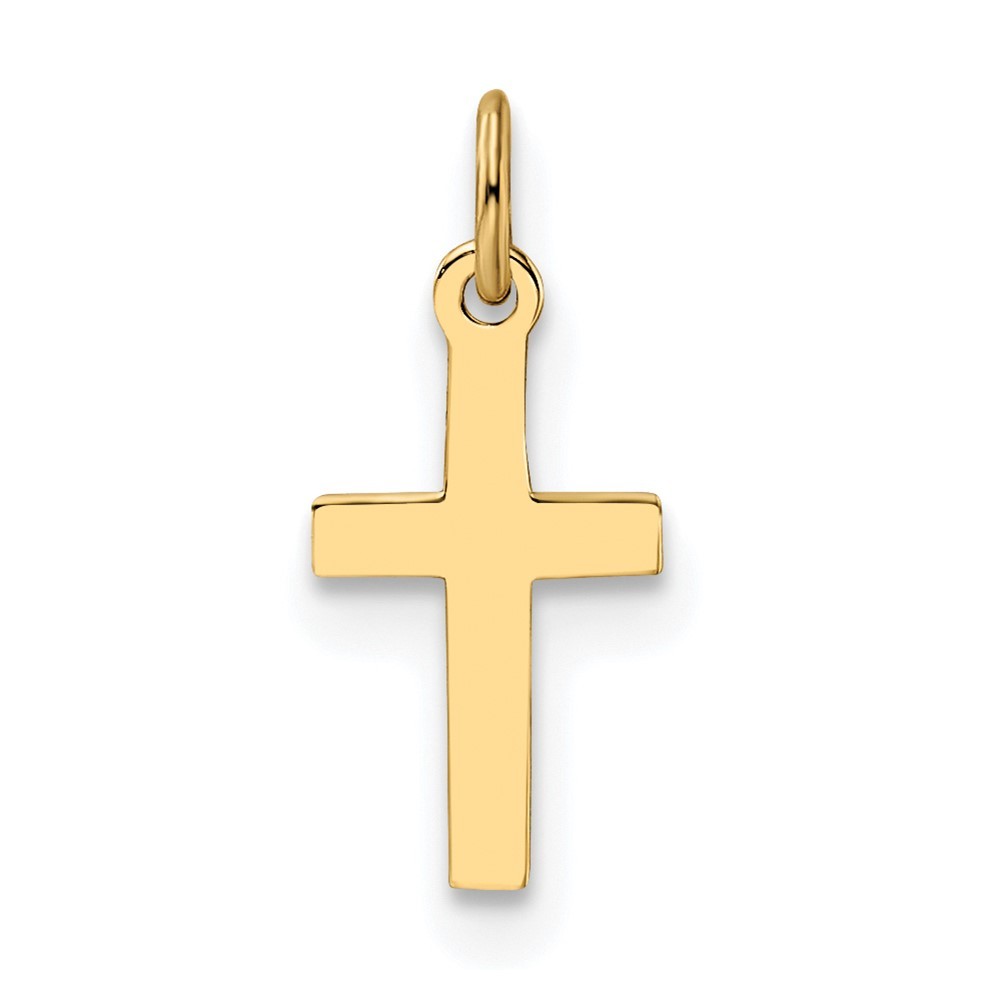 14k Yellow Gold Polished Solid Cross Shape Charm Pendant L 14.82mm, W 6.5mm