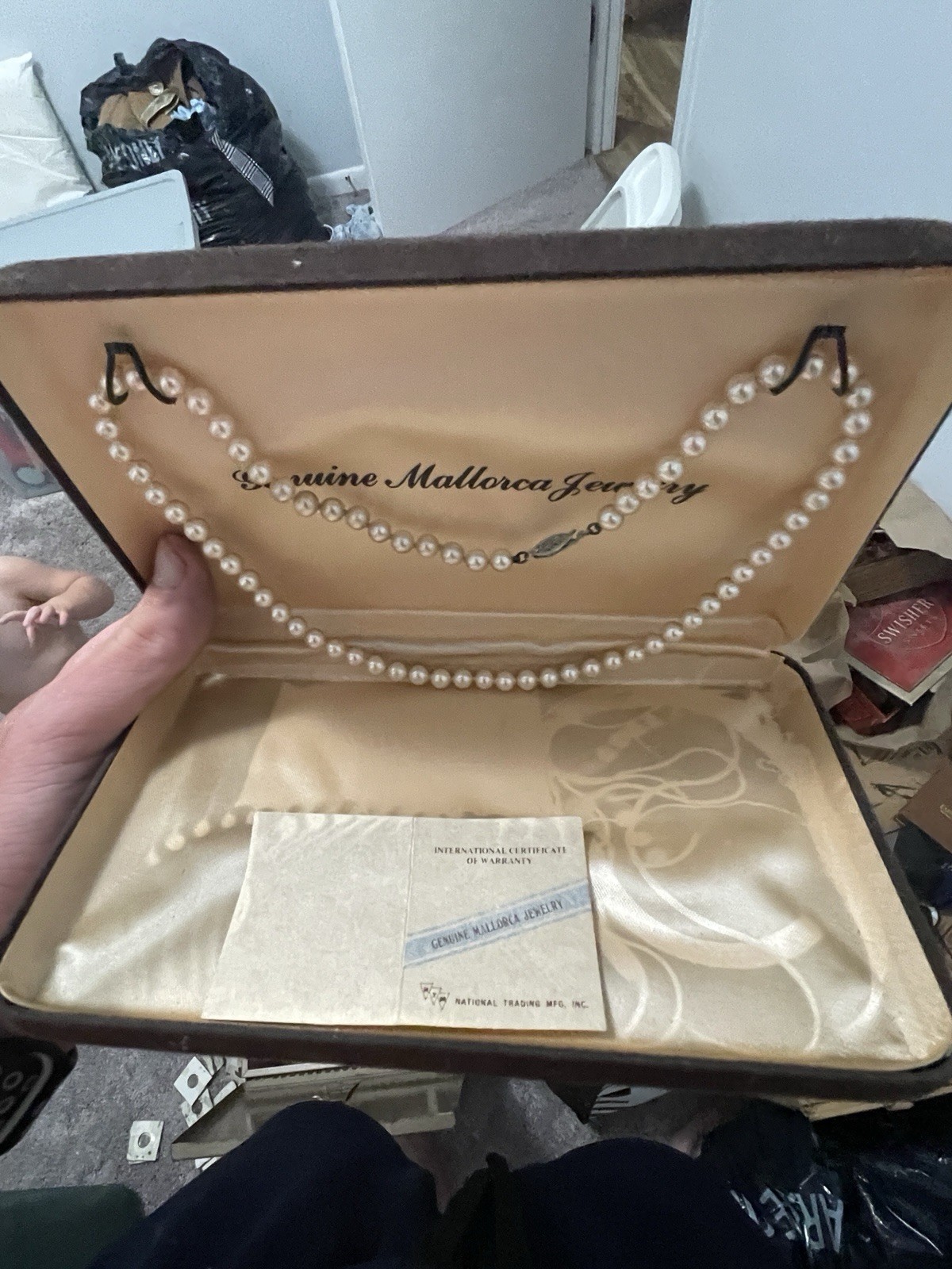 Majorica White Round Pearl Beaded Necklace 925 Sterling Silver Box Clasp