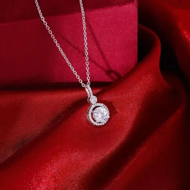 Lab Grown Diamond 2Ct Round Cut Women’s Halo Pendant 14K White Gold Plated