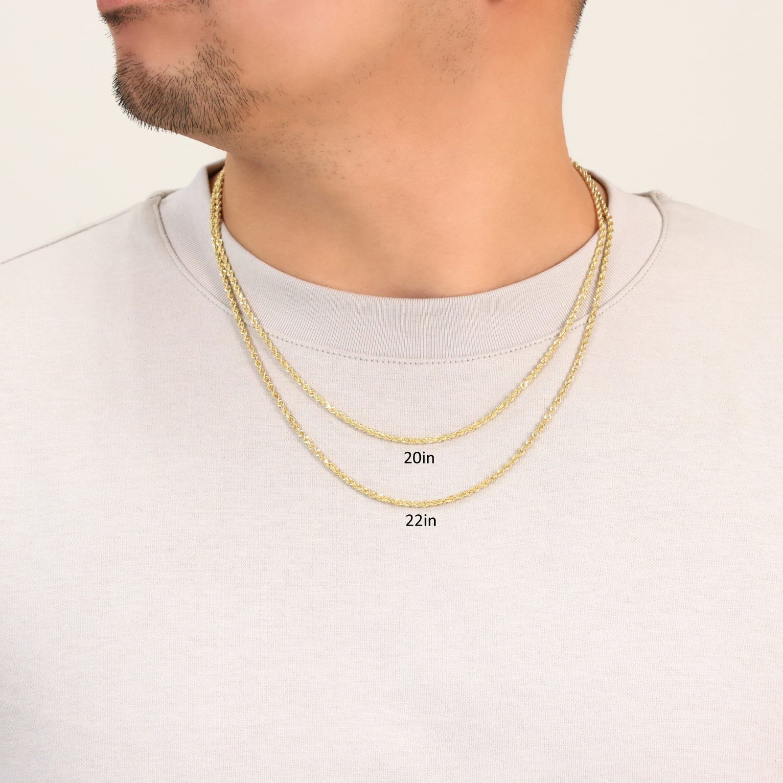 18K Yellow Gold Solid 2mm-6mm Rope Diamond Cut Chain Italian Necklace 16″- 30″