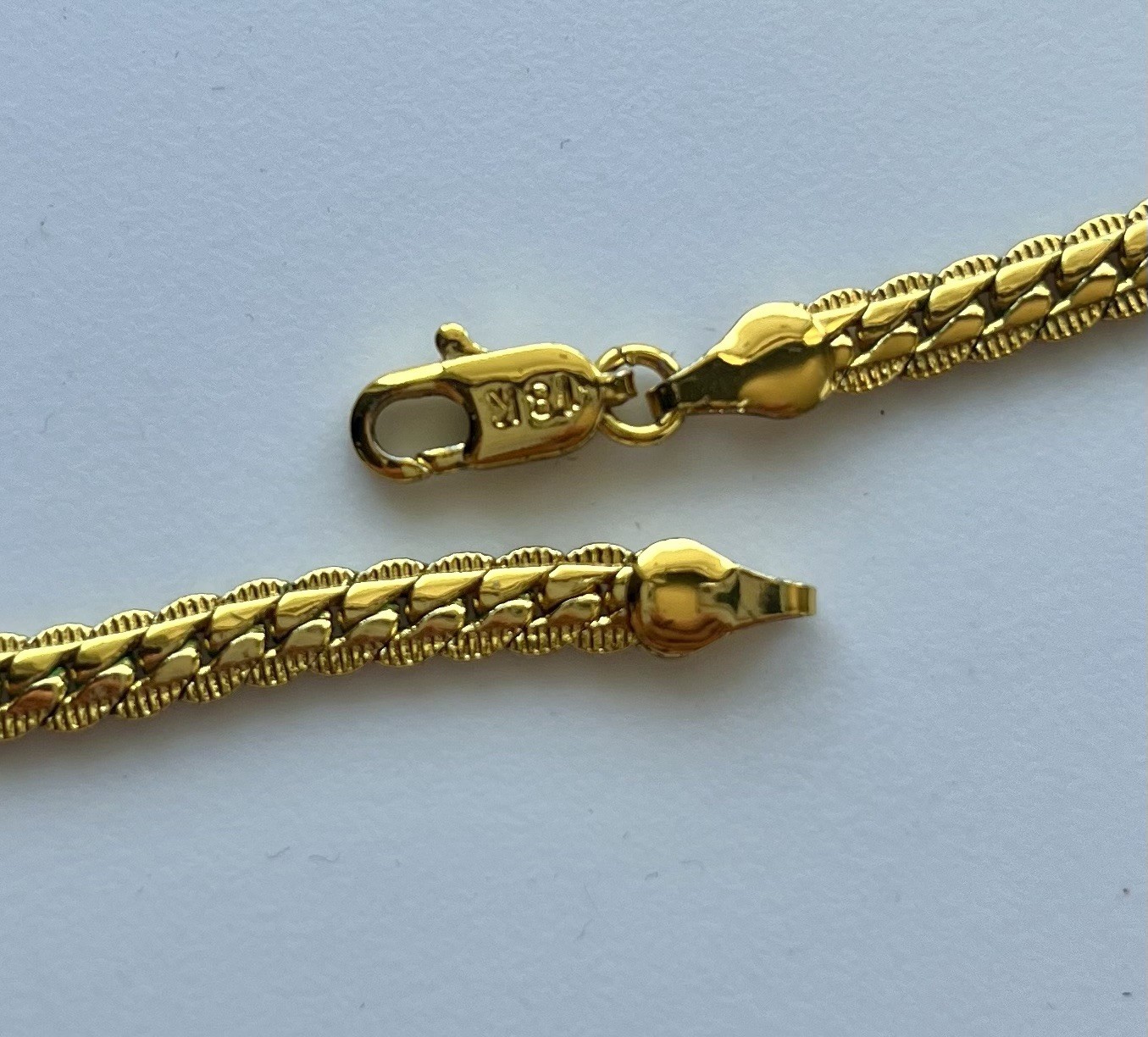 18k Yellow Gold Plated over Silver Curb Link Chain Necklace, 18 inch (45 cm)