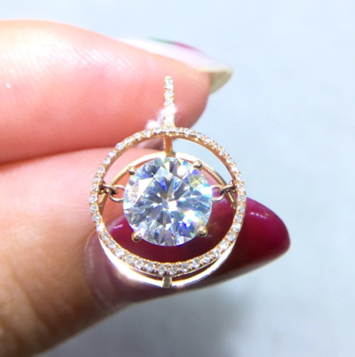 3Ct Lab Created Diamond Round Freeway Pendant 14k White Gold Silver Plated Chain
