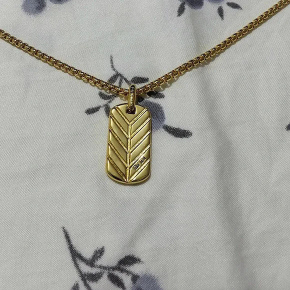 David Yurman Streamline Tag with Diamond Tag Pendan Necklace