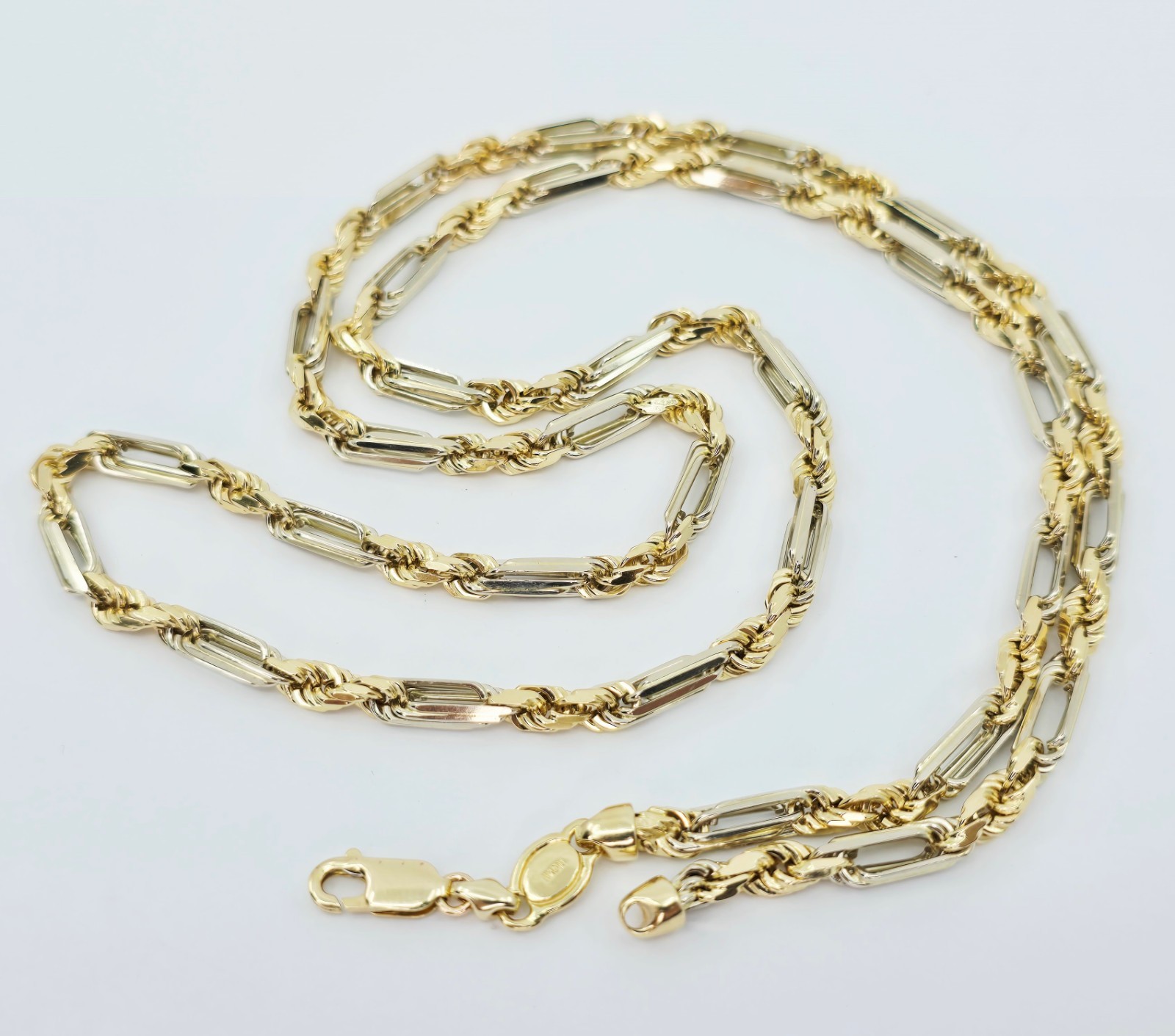 14K Two Tone Multi Color Gold Designer Milano Rope Chain Necklace – 26.5″ Length