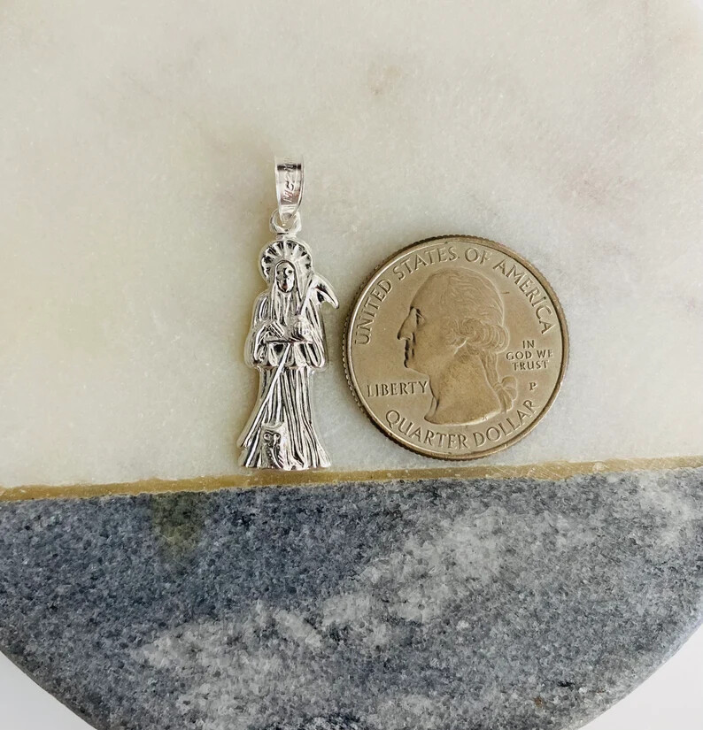 925 Silver Grim Reaper Pendant /Dije Plata Santa Muerte – ESP22