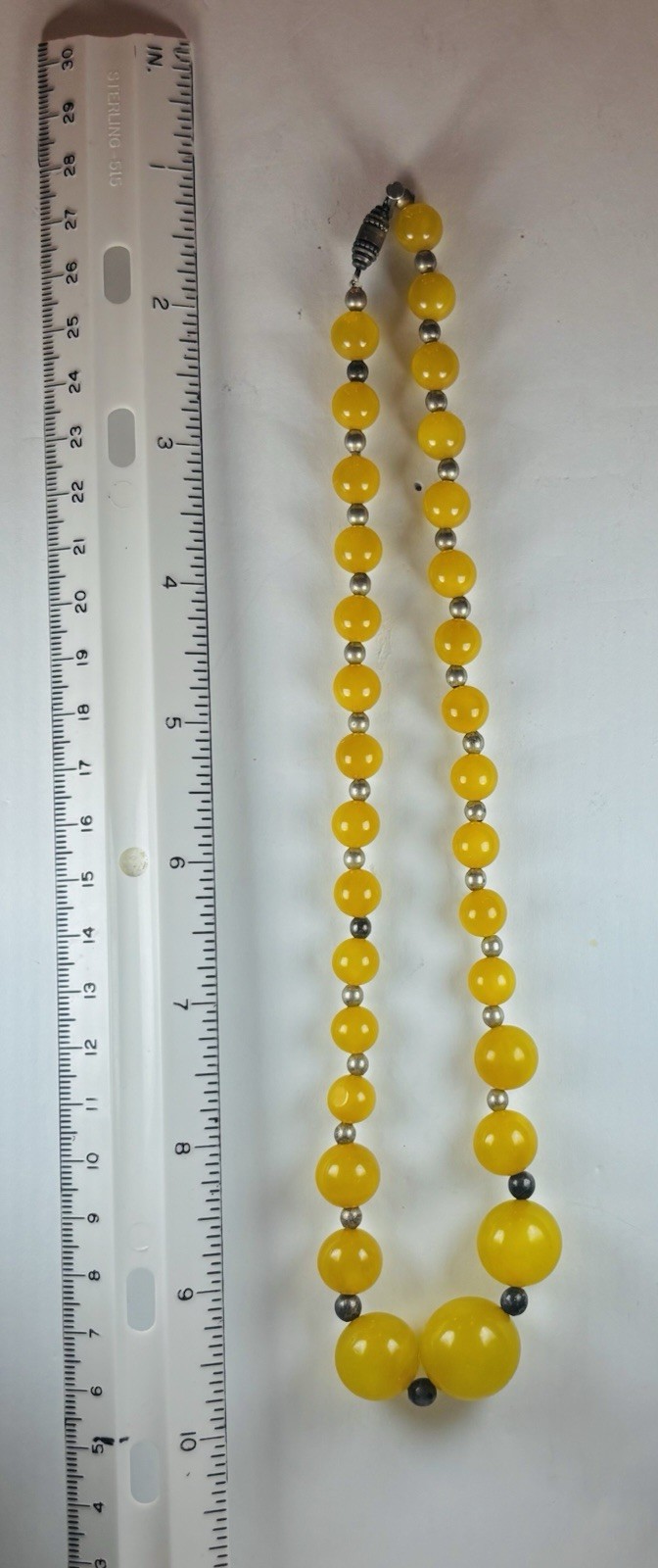AMBER ?/BAKELITE?/WITH BOX/STERLING SPACERS/IN BOX/VINTAGE/6”Diameter/8”DRP. EUC