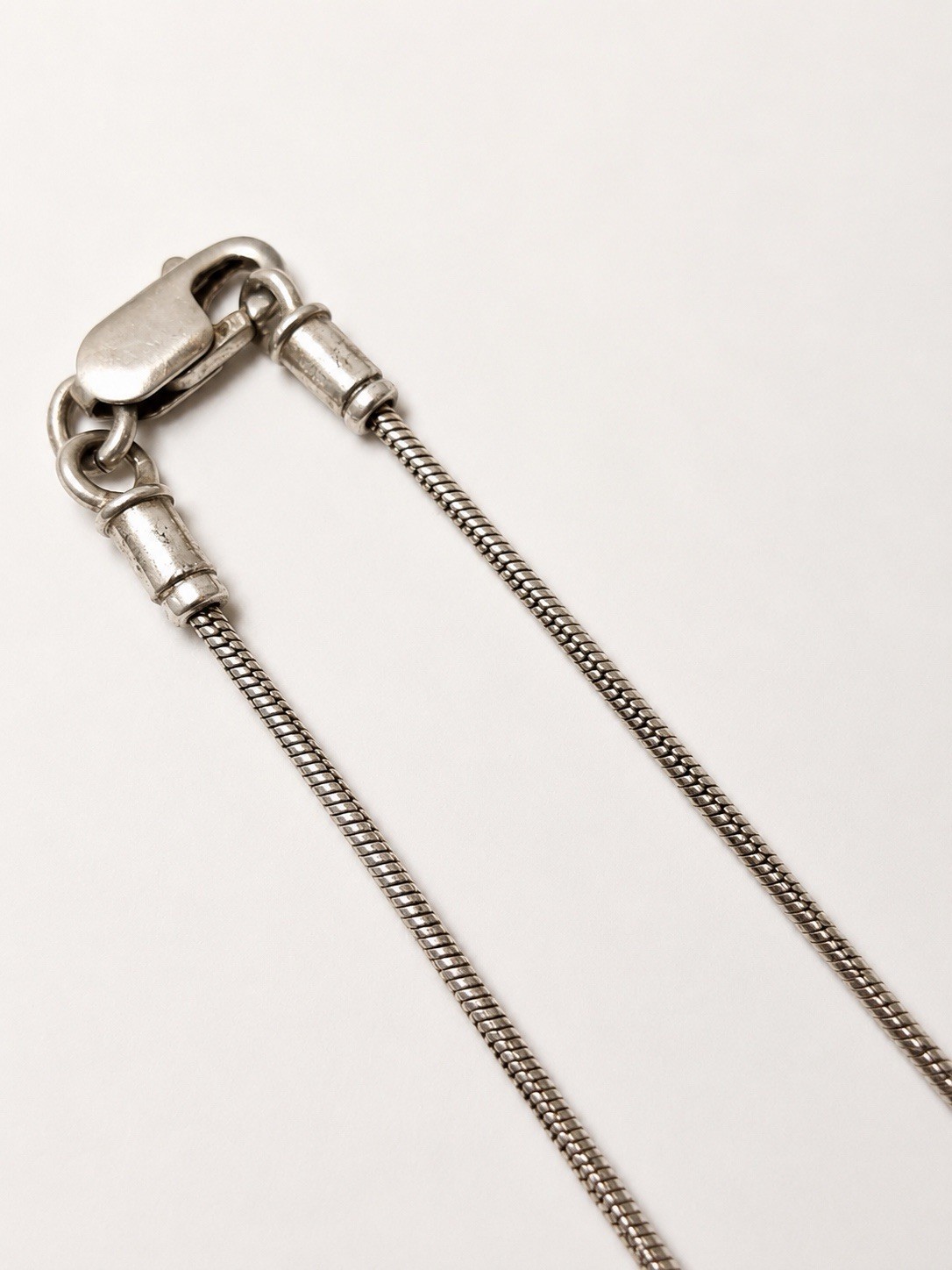 Sterling Silver 2 Tone Station Necklace Gold Vermeil Bead Silver Snake Chain 17″