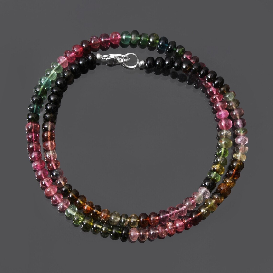 A+ Beautiful Multi Watermelon Tourmaline Gemstone 3-5MM Beads 18″ Women Necklace