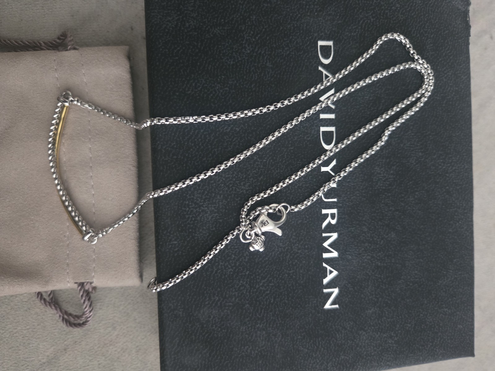 David Yurman Crossover Bar Necklace with Gold Chain 22” Adjustable