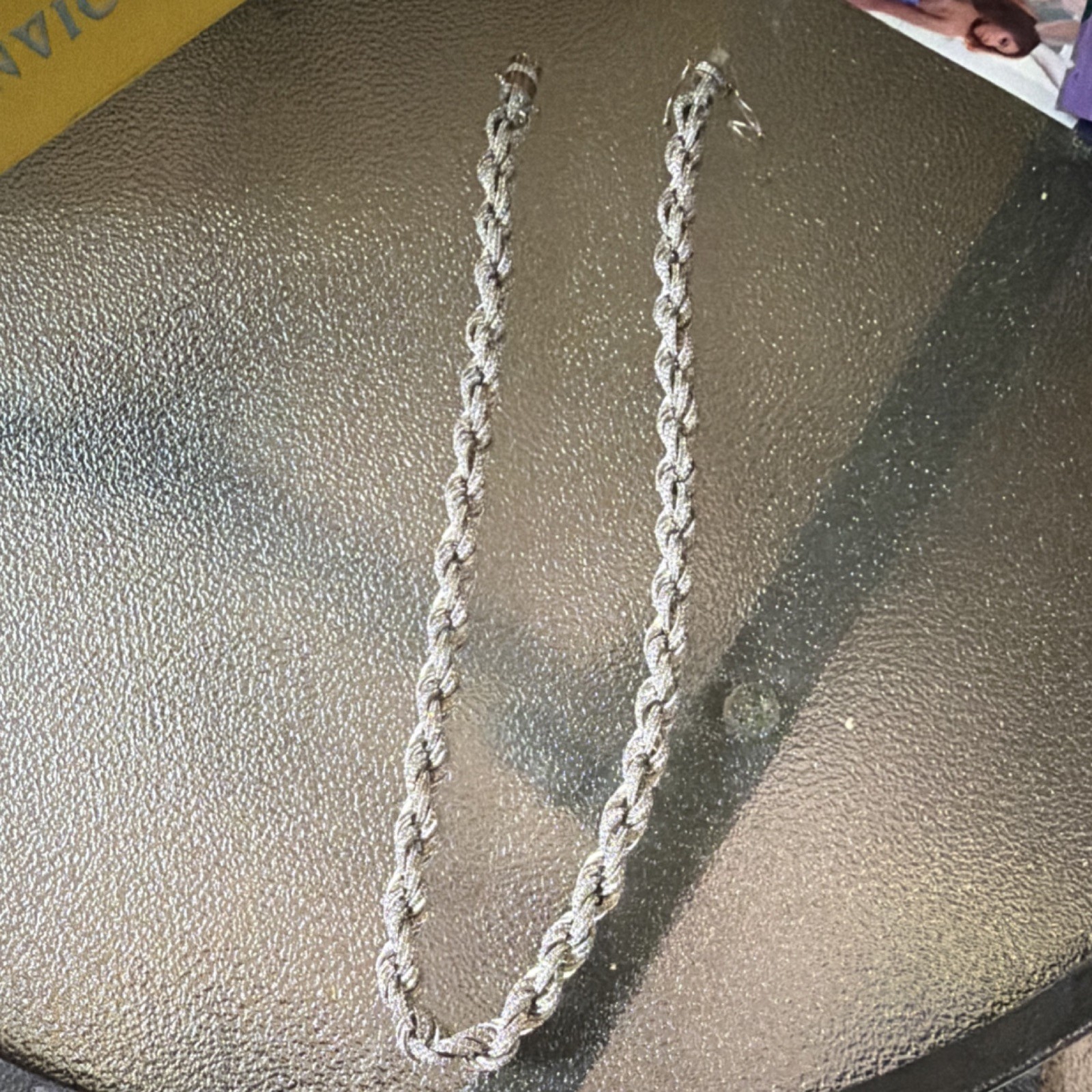 Silver Rope Chain Necklace Barrel Closure No Stone Silver Color Metal Material