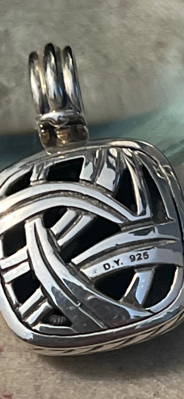 David Yurman Sterling 20 mm with 15mm Black Onyx Albion Pendant