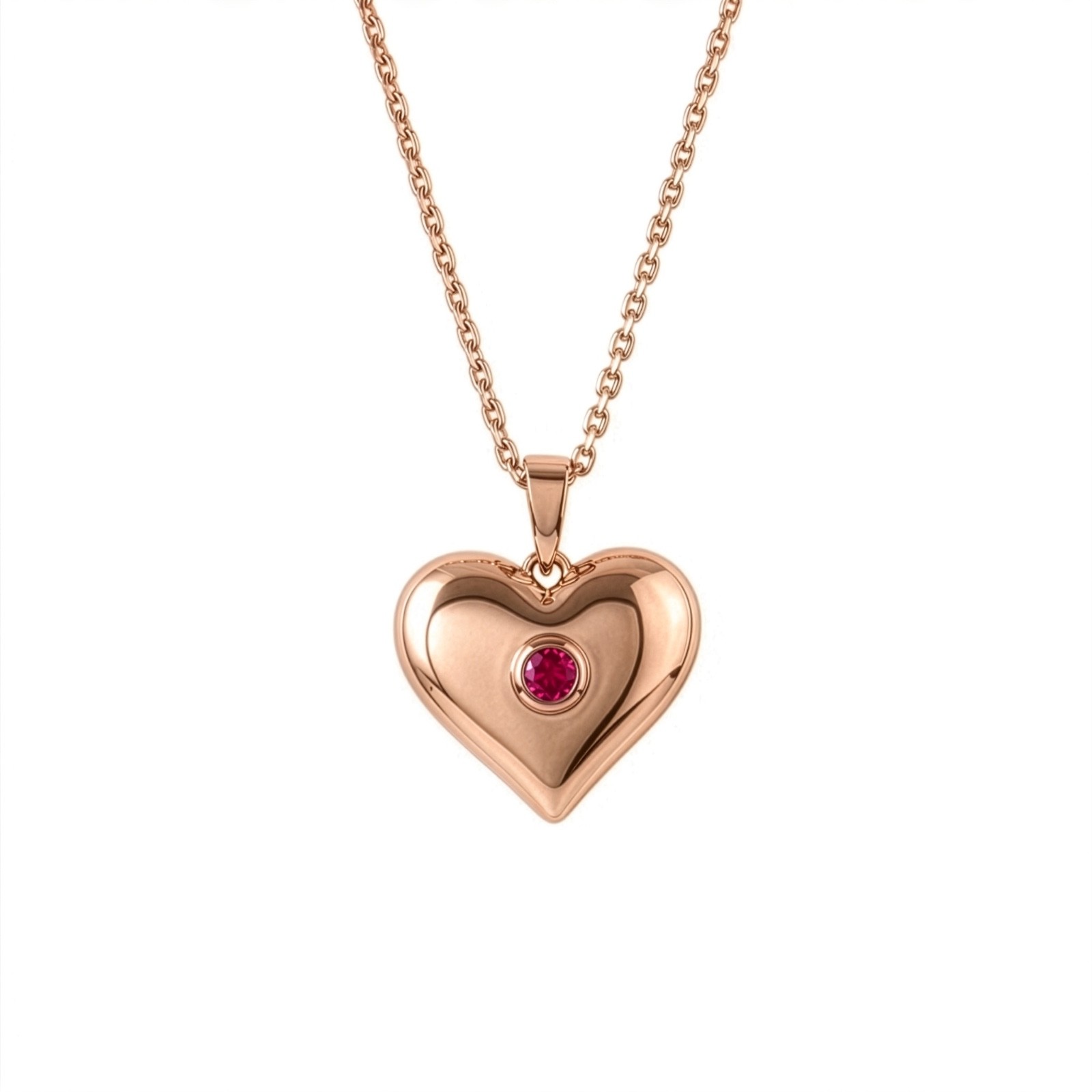Rose Gold Heart Necklace 9ct Solid Gold Lab Created Ruby Pendant Hallmarked Gold