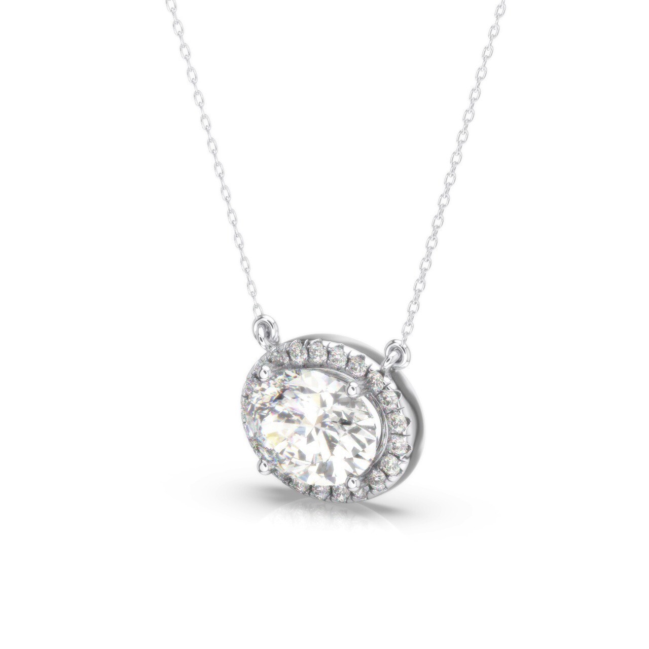 IGI Diamond Pendant VVS2 F Oval 1.65 Ctw Lab Created 14k White Gold Eye Clean
