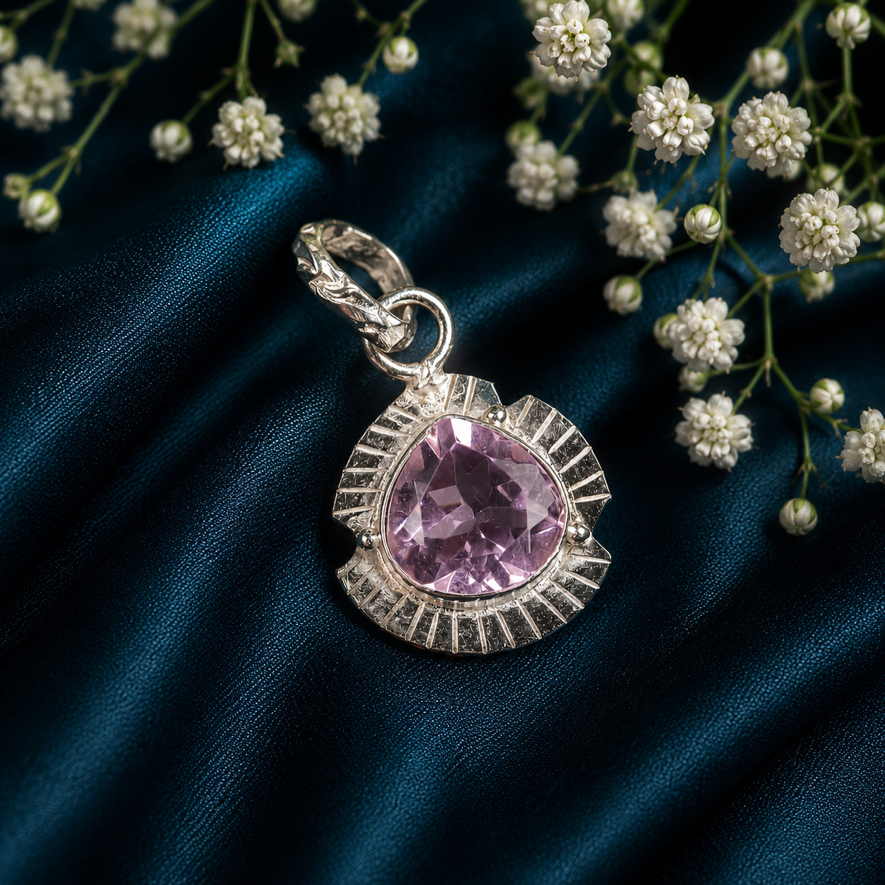 Morganite Gemstone 925 Sterling Silver Designer Pendent 1.15″ Gift For Sister