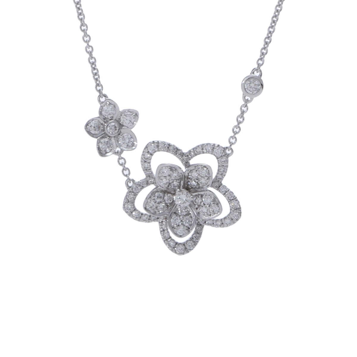 GRAFF Women Necklace K18 White Gold WG diamond RGP790 Wildflower Double Room