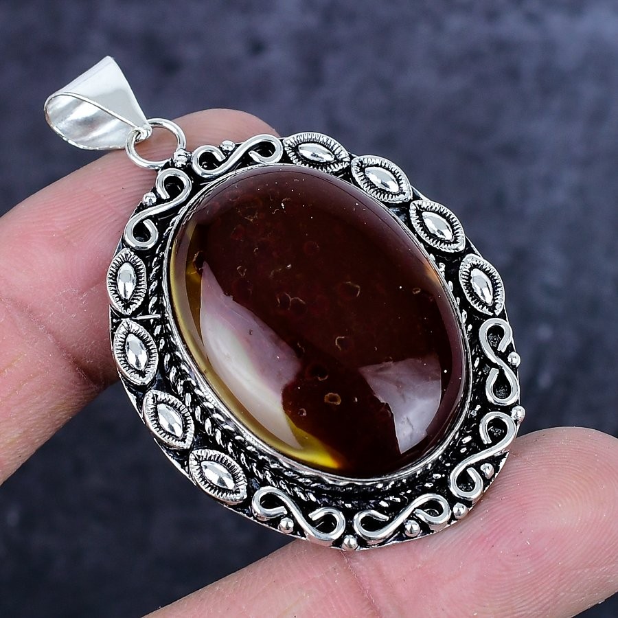 Mookaite Gemstone 925 Sterling Silver Jewelry Pendant 2.29″ Gift for Her w654