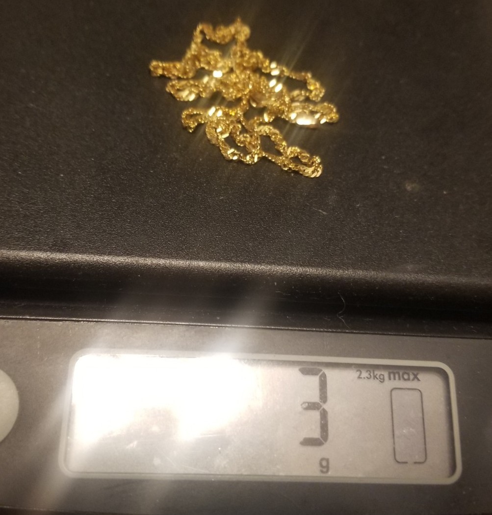14k Gold Necklace & 10k Gold Emerald Pendant. 3 grams 20″ Yellow Gold Necklace
