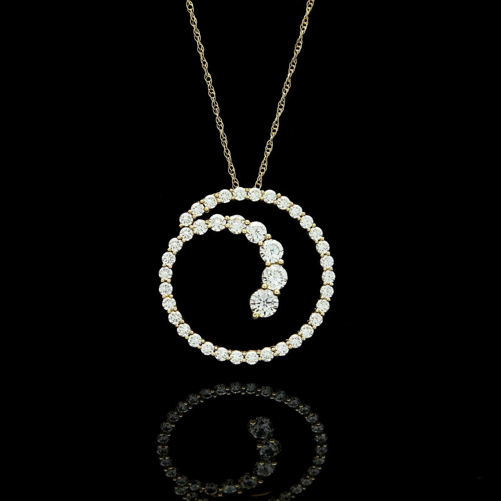 Journey Circle Pendant 1.00Ct Round Cut VVS1 Diamond 14K Yellow Gold Finish