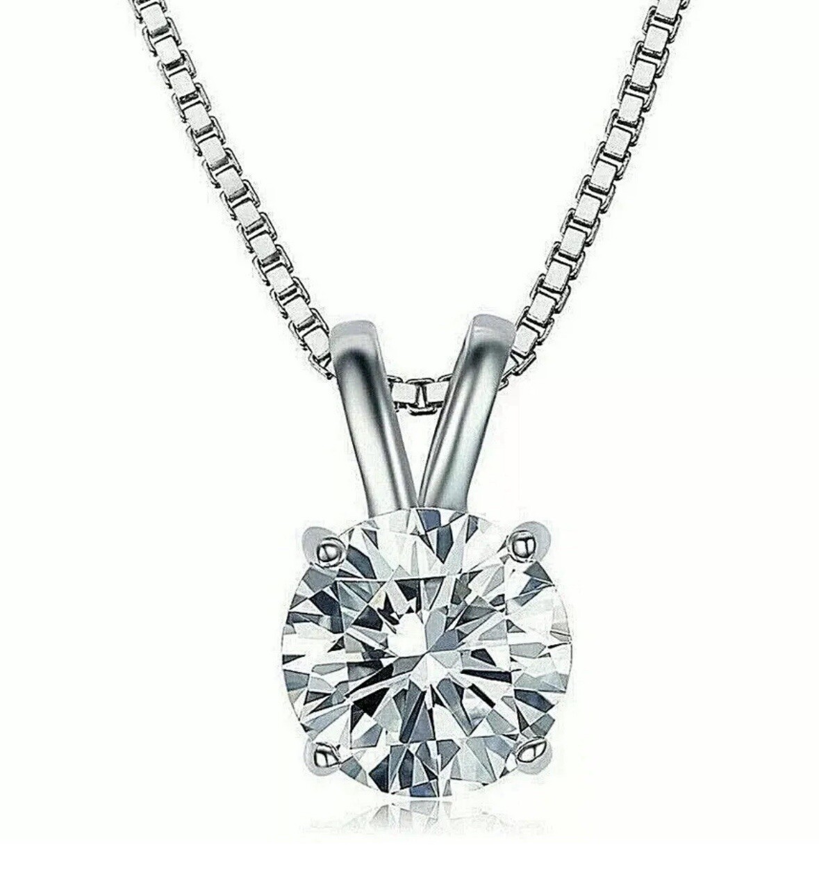 2 Ct Round Cut FL/D GRA Certified Moissanite Pendant 14k White Gold 18″ Necklace
