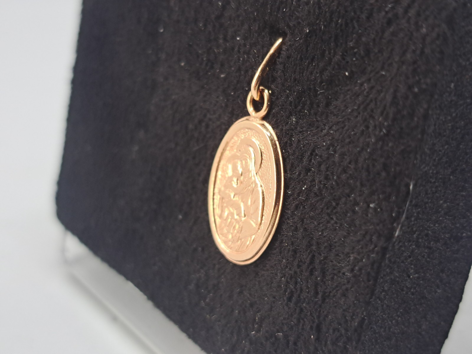 Golden Amulet Icon Mother of God of Vladimir 585 Gold Ukraine ZKYU 1.09 grams
