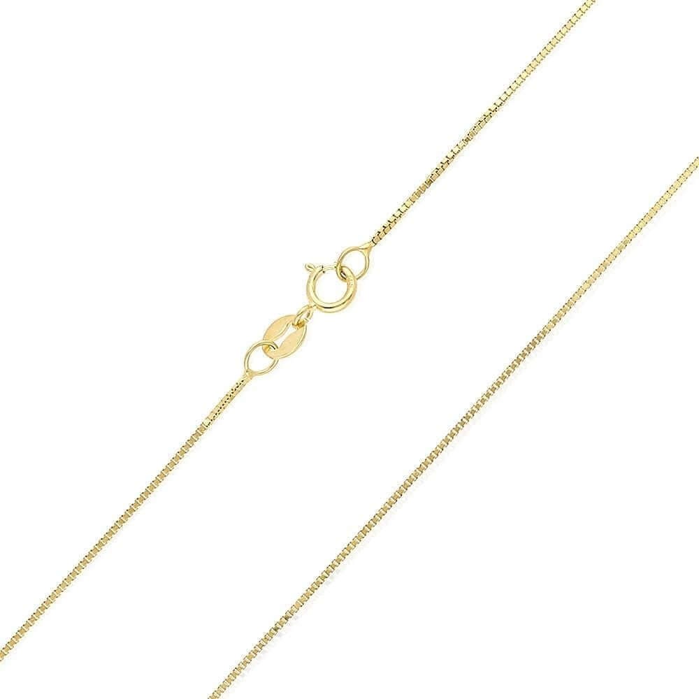 Solid 14k Real Gold White Gold 0.5 mm Diamond-Cut Box Chain Necklace 16″
