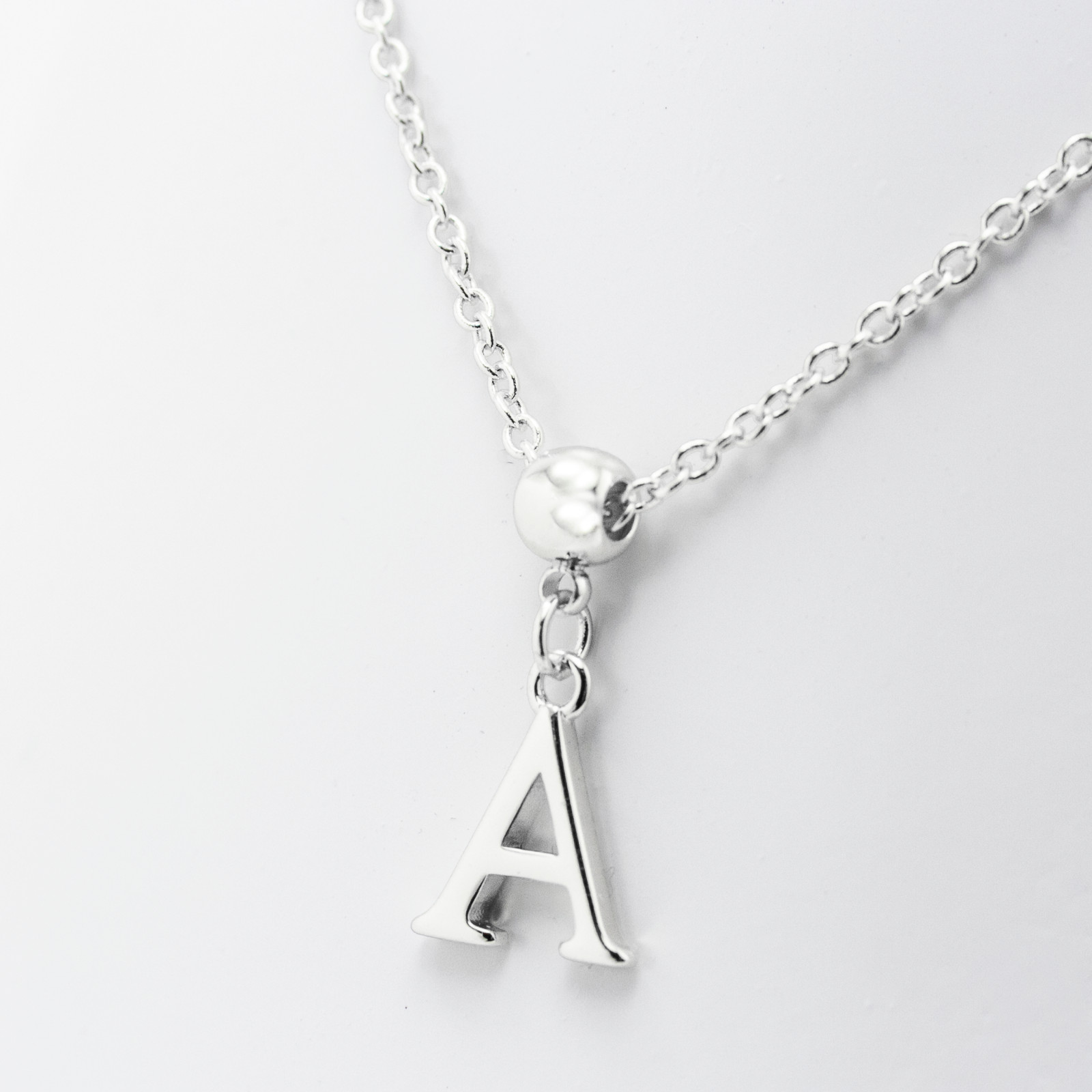 Personalized Initial Necklace – Silver, Adjustable Letter Pendant