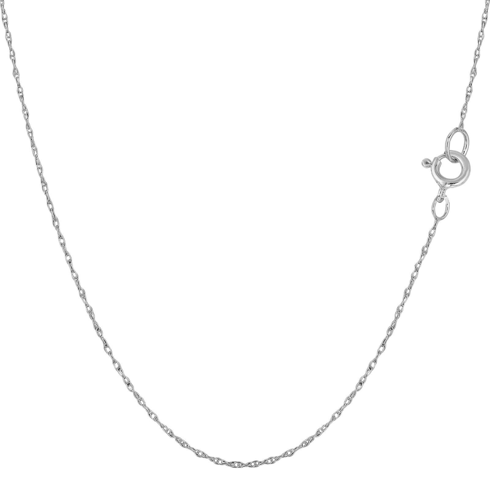 NEW 14K Solid White Gold .85mm Loose Rope Chain With Spring Ring Lock -18 inches