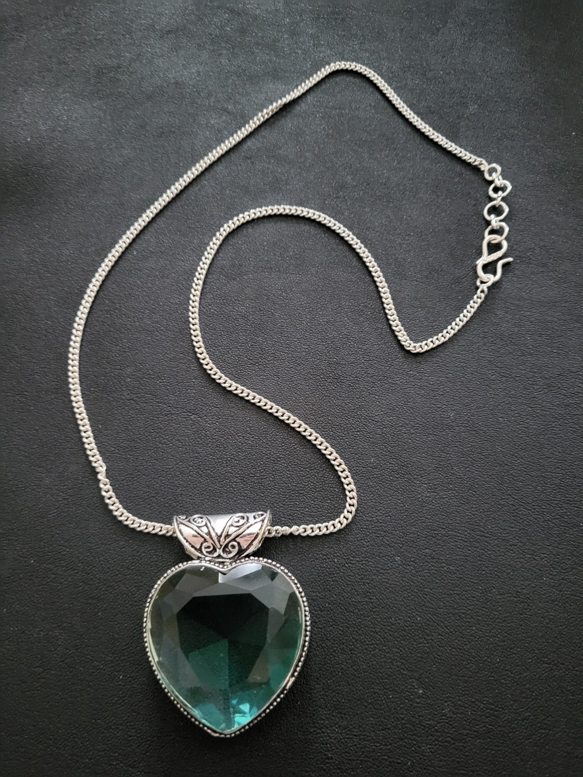 Chrome Diopside Heart Sterling Silver 925 Stamped !!!! Rare Find!!!!