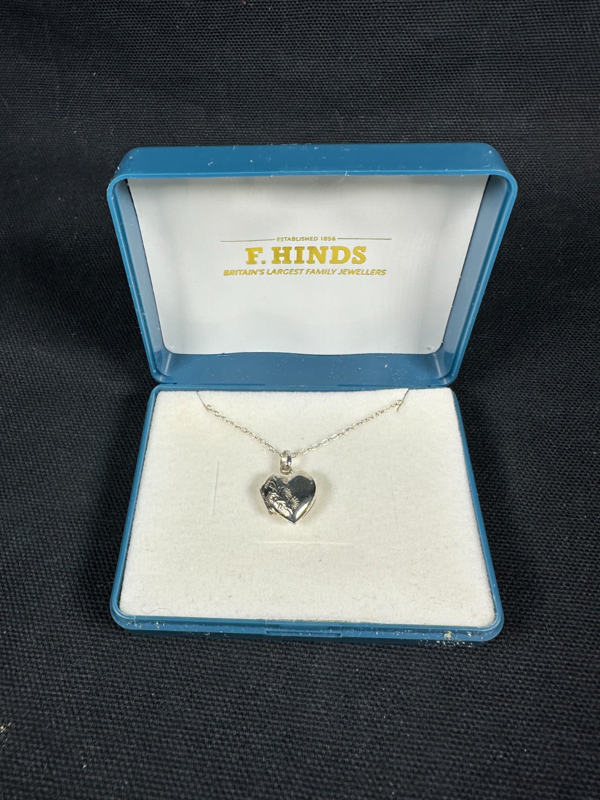 F. Hinds Sterling Silver Heart Locket British Family Jeweler