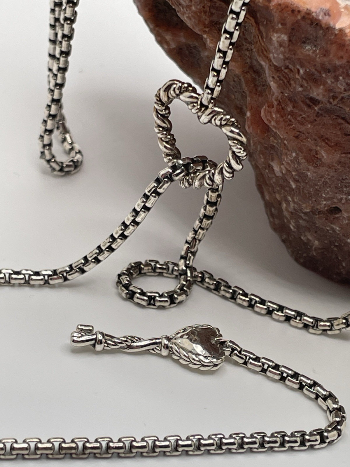 JAI John Hardy Sterling Silver Heart Key Love Lariat 36″ Necklace 28.77 Grams