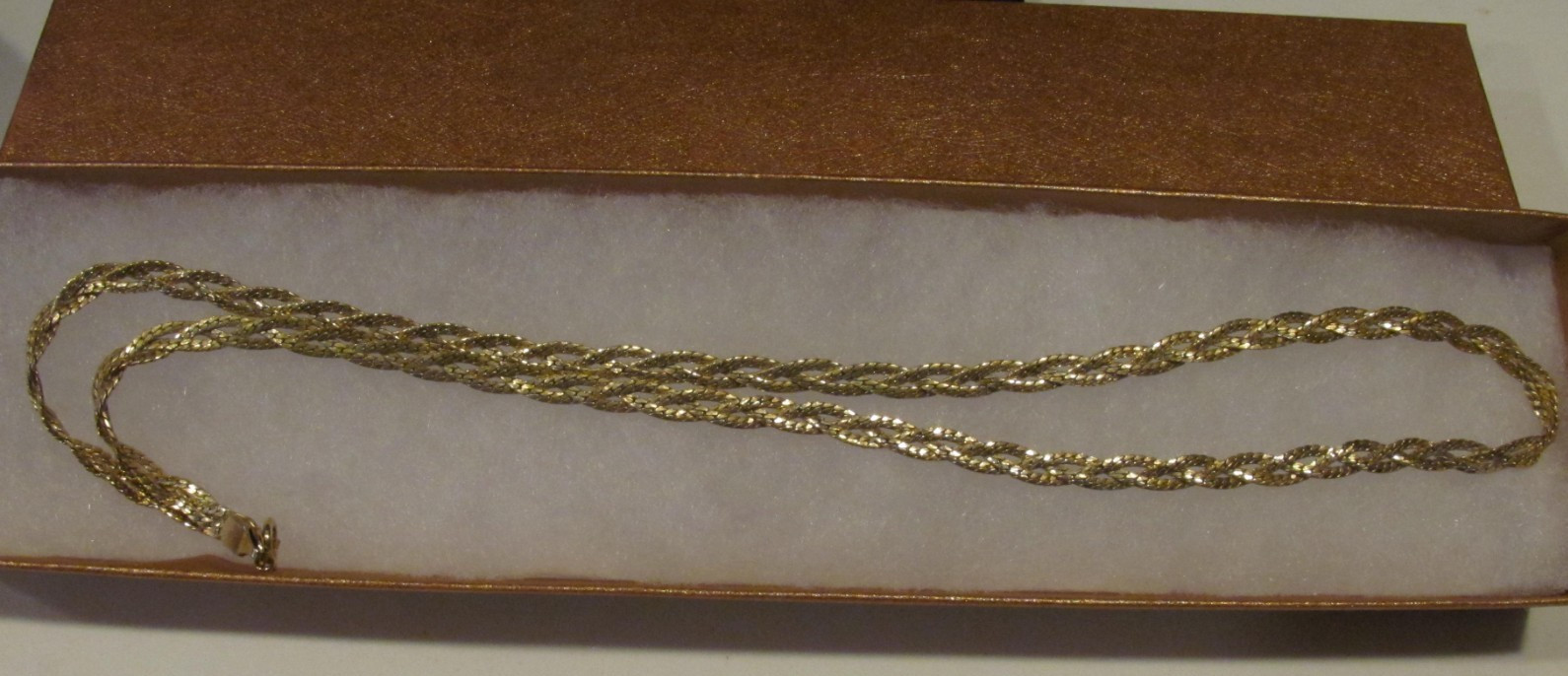 STUNNING! VTG 14K Yellow Gold Filled Diamond Cut Braided Chain Necklace 18”