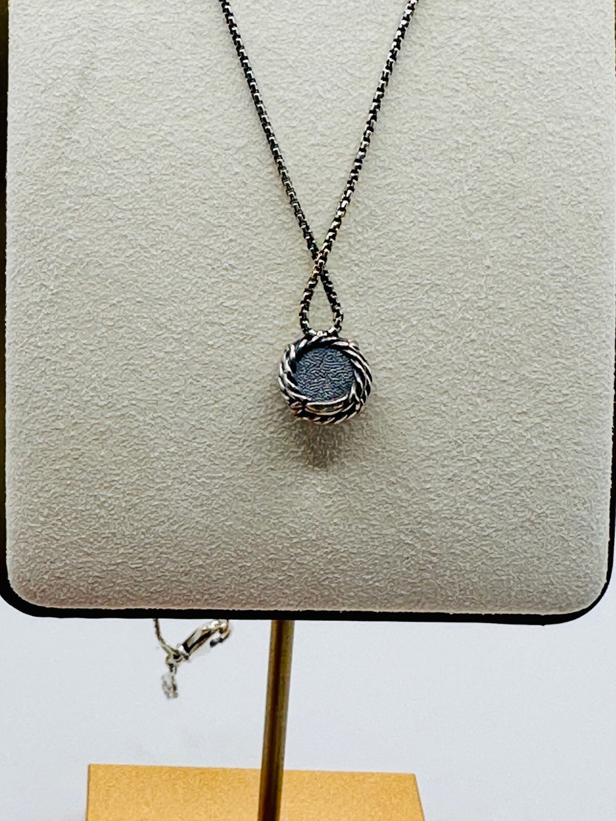 David Yurman Sterling Silver 925 Chatelaine Pendant Necklace w/ Black Onyx. I-89