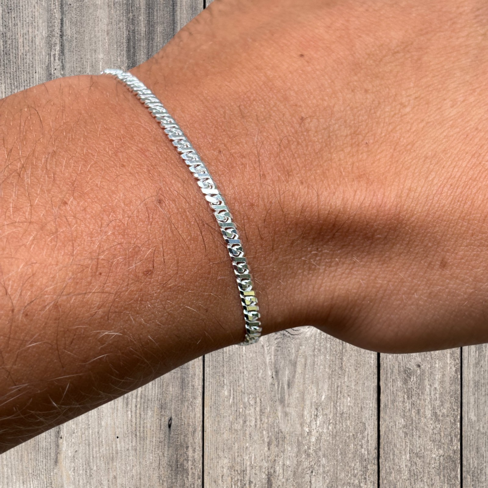 2.5mm Dollar Link Bracelet – Real Solid 925 Sterling Silver MADE IN ITALY