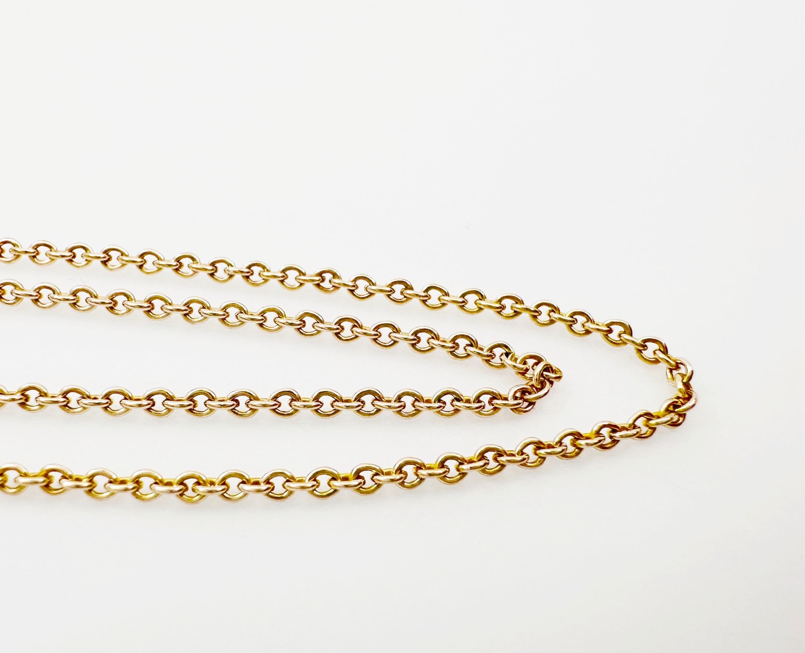 Vintage Solid 10K Yellow Gold Rolo Link Chain Necklace, 1.2mm, 15 1/2″, 1.7g