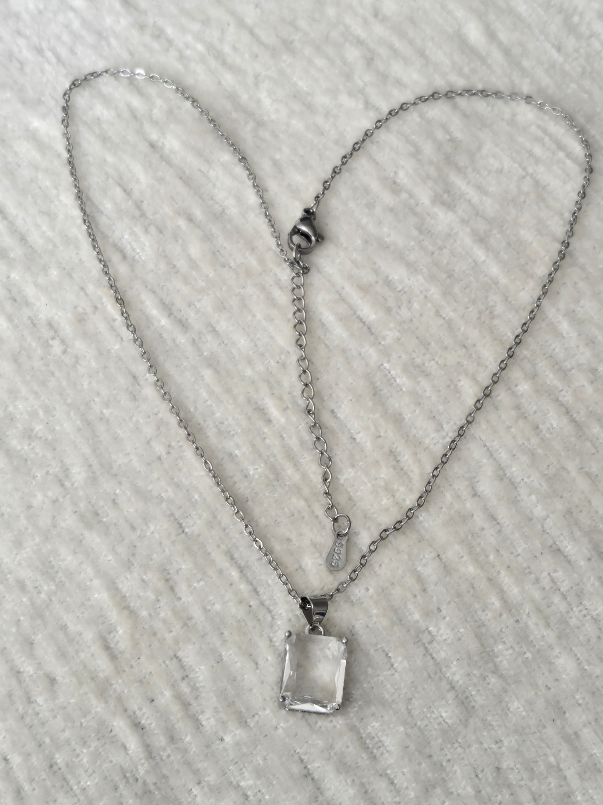 Sterling Silver Clear Cube Crystal 18 Inch Necklace UK Seller