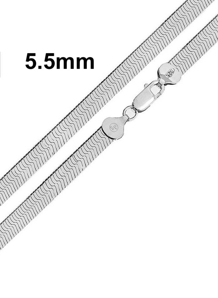 Italian Solid Sterling Silver Herringbone Chain Necklace 925 Silver Chain UNISEX