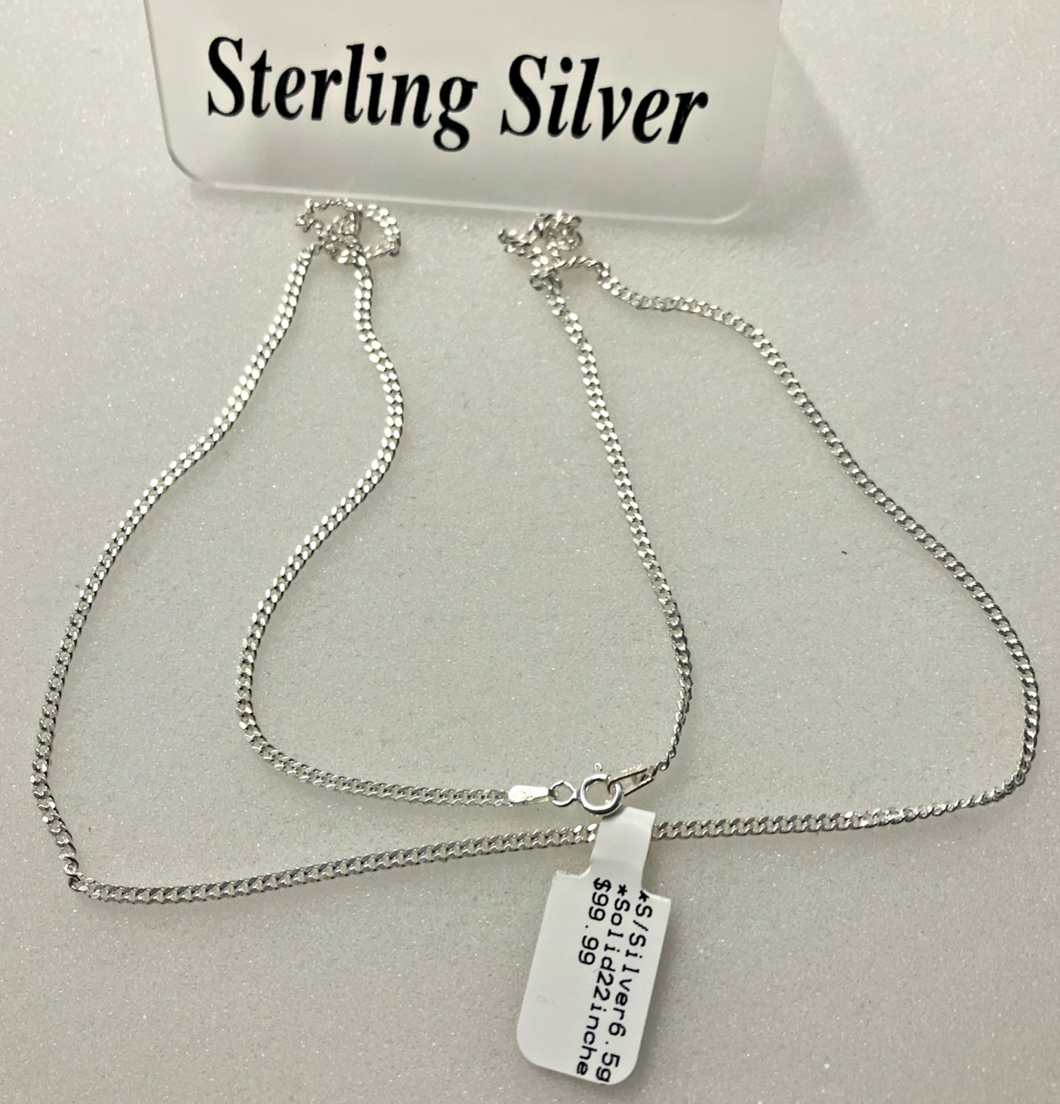 925 Italy Sterling Silver Solid Curb Link Chain Necklace 6.5grams 22” 2.1mm NWT