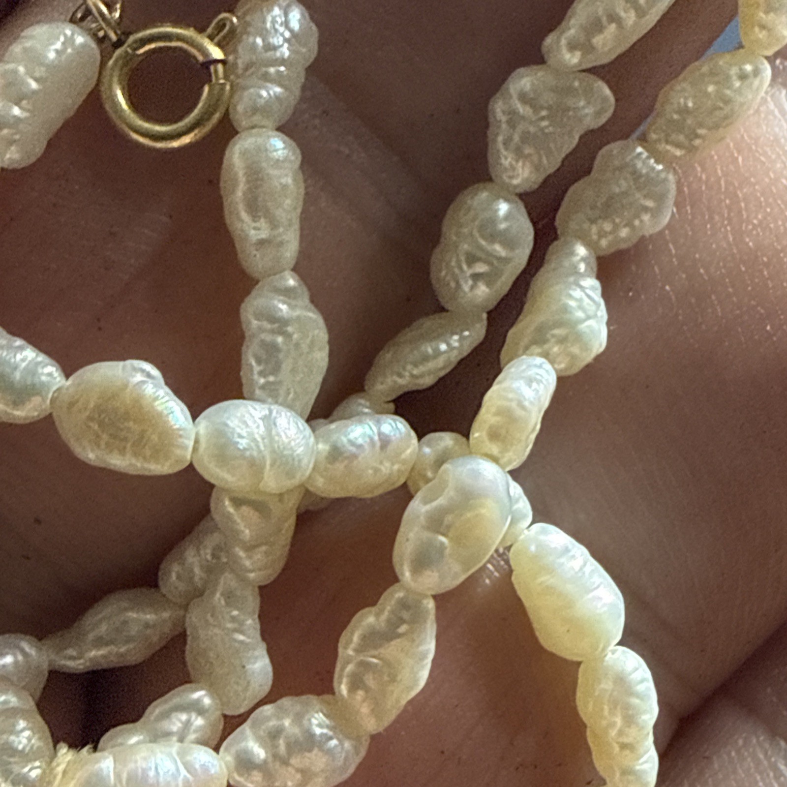 Necklace 14k Gold Cultured Rice Pearl 17” Unused Old Stock Vintage