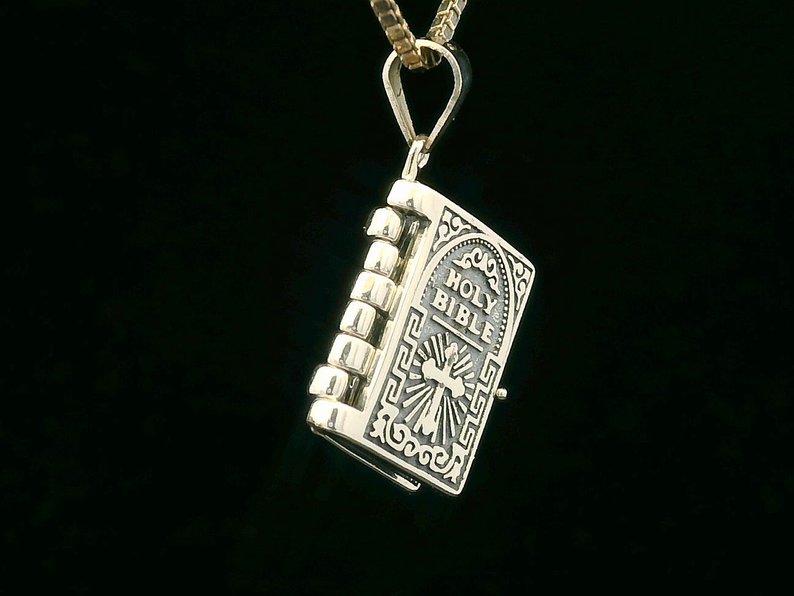 925 Sterling Silver Bible Necklace with The Lord’s Prayer
