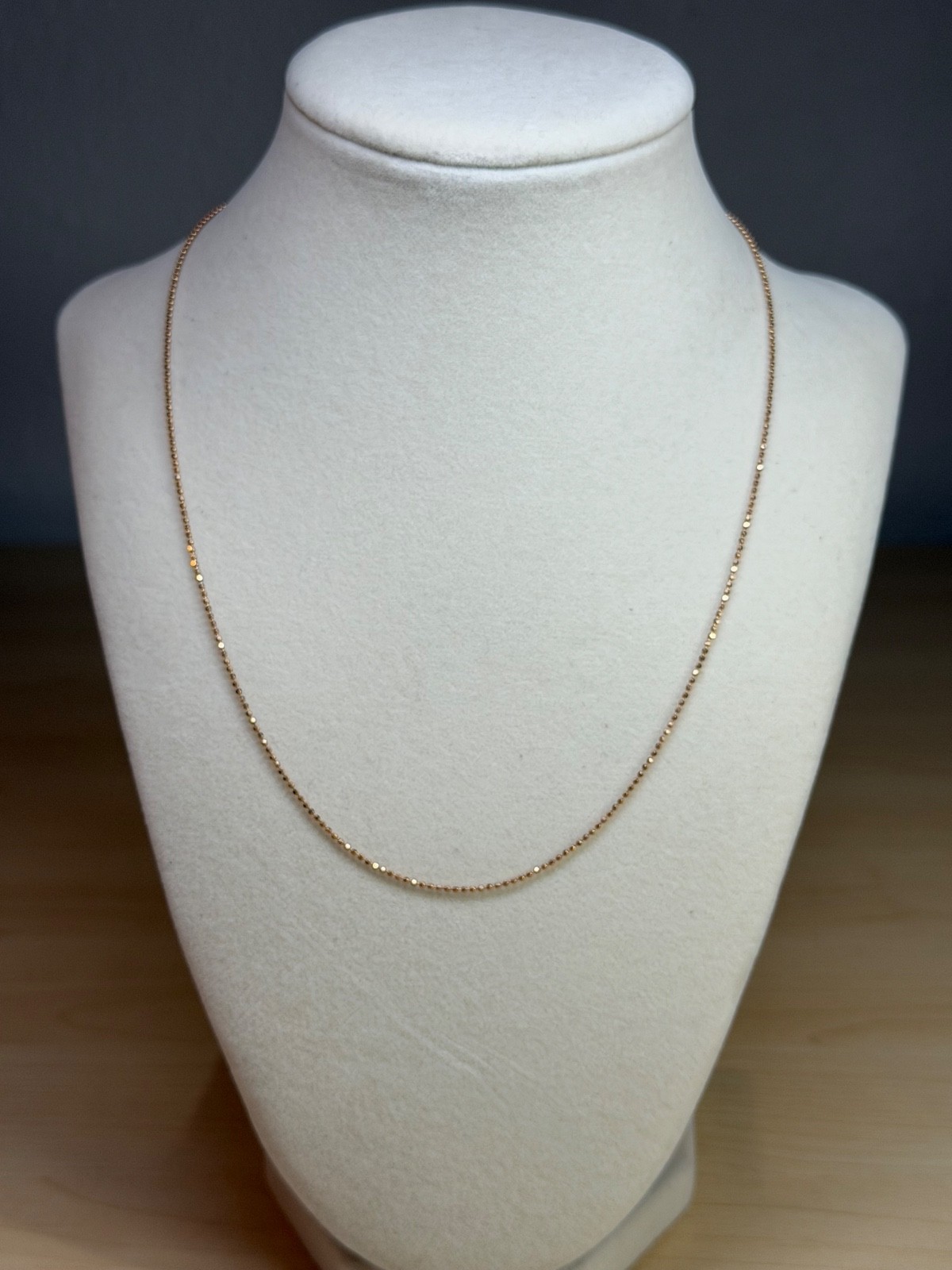 MILOR Italy 14k Yellow Gold Petite 1mm Faceted Ball Bead Chain Necklace 18 Inch
